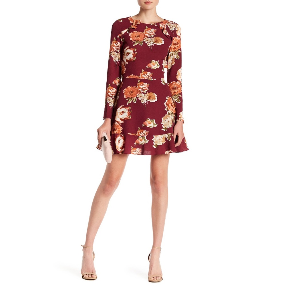 Necessary Objects Floral Open Back Ruffle Dress